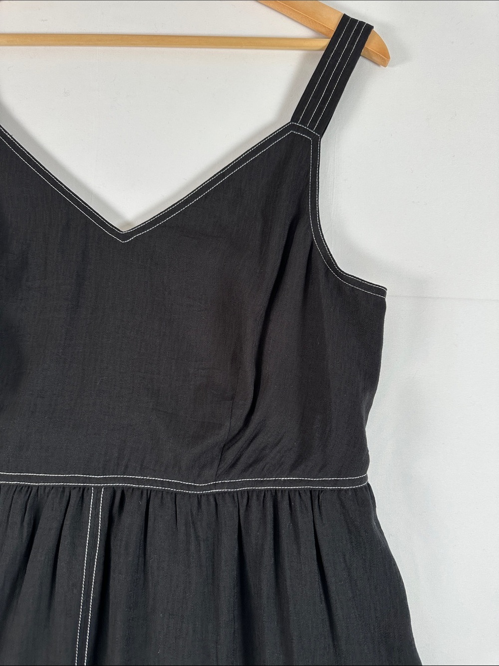 Ricki’s Black Midi Dress Contrast Stitch Sleeveless Fit Flare Utility Size L - Picture 2 of 9